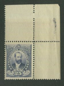 1896 Hawaii Official Stamp #O6 Mint Never Hinged F/VF Original Natural Gum Skips