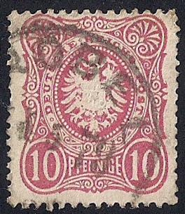 Germany #31 10 PF Imperial Eagle,Rose, Stamp used F