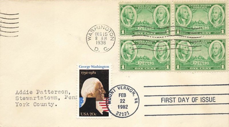 785 1c ARMY HEROES - DUAL FDC W/ #1952 G. WASHINGTON