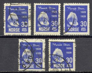 Norway Sc# 135 Used lot/5 1928 30o Henrik Ibsen