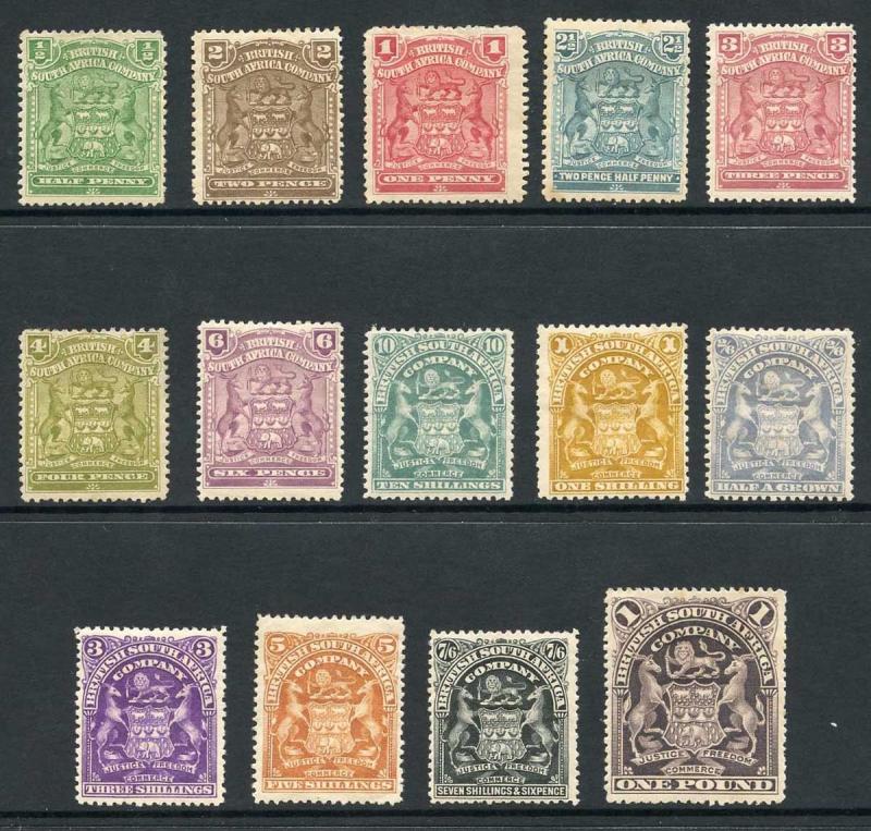 Rhodesia SG75/90 1898 set to One Pound M/Mint (hinge reminders) Fresh Set