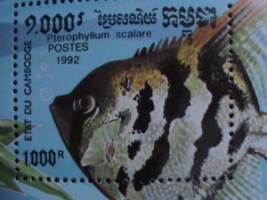 CAMBODIA-1992 SC#1202  LOVELY BEAUTIFULTROPICAL ANGEL FISHE MNH-S/S SHEET VF WE