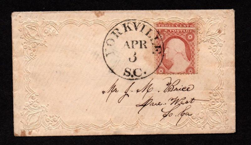 $US Sc#26 EFO misperf change of design Yorkville SC DPO Ladies cover