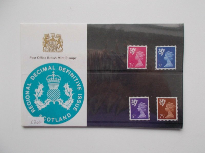 1971 Scotland Machins 2.5p to 7.5p Original Cellophane Presentation Pack no.27