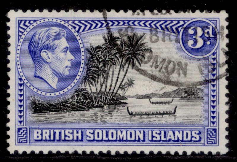 BRITISH SOLOMON ISLANDS GVI SG65, 3d black & ultramarine, FINE USED.