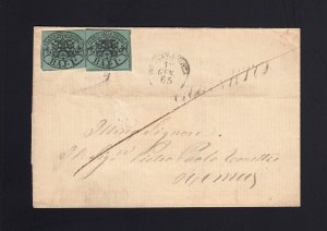 ITALIAN STATES: ROMAN STATES: Scott #2 x 2 on 1865 Cover