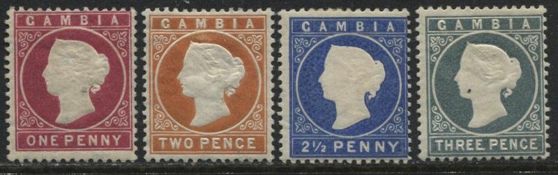 Gambia QV 1886 1d to 3d inclusive mint o.g.