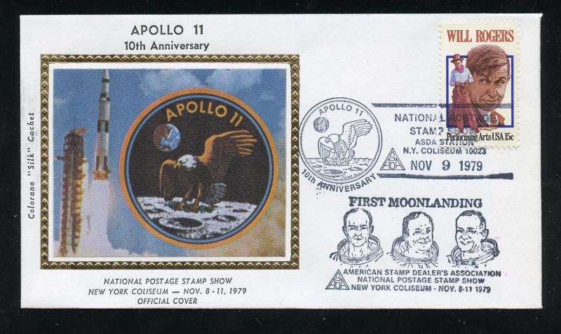 Apollo 11 10th Anniv, National Stamp Show 1979 Colorano Silk Cachet