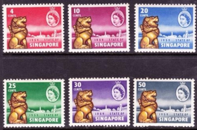 SINGAPORE 1959 New Constitution Set of 6 SG53-58 MH