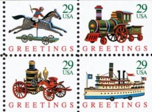 1992 29c Christmas Toys, Booklet Block of 4 Scott 2715-18 Mint F/VF NH