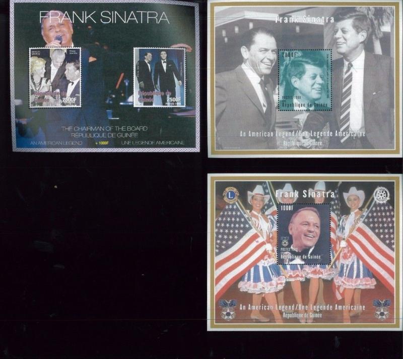 FRANK SINATRA Souvenir Sheet  SET X3 MNH - Guinea E47