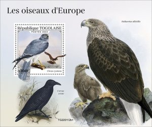 TOGO - 2022 - Birds of Europe  - Perf Souv Sheet #1 - Mint Never Hinged