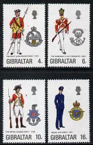 Gibraltar 1974 Military Uniforms #6 set of 4 unmounted mi...