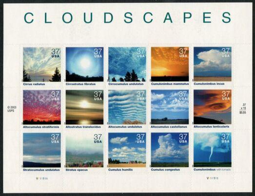 US Stamp #3878a-o MNH Cloudscapes Sheet of 20