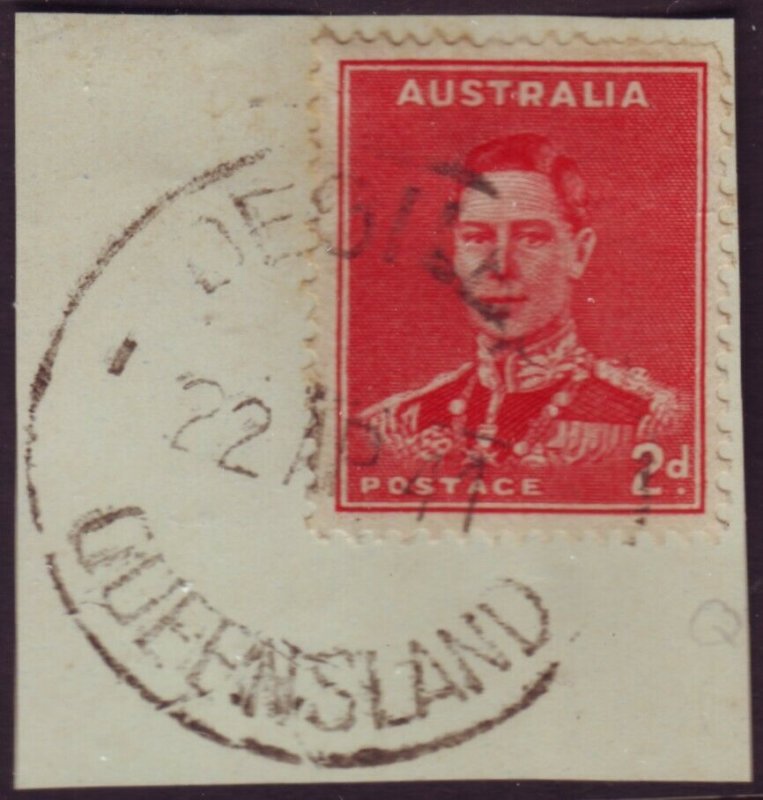 QUEENSLAND POSTMARK DEGILBO ON 2d RED KGVI DATED 1947 (A12005)