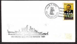 U.S.A. Postal History - USS England CG-22 (1980) Cover