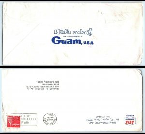 1966 GUAM Cover - Avis Rent A Car, Agana to Fort Trumbull, New London, CT USA S9 