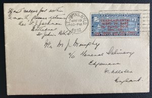 1932 St Johns Newfoundland DOX First Flight Airmail Cover to England Sc#C12