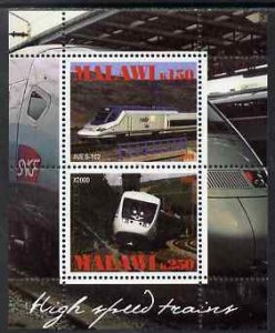 MALAWI - 2009 - High Speed Trains #2 - Perf 2v Sheet - MNH - Private Issue