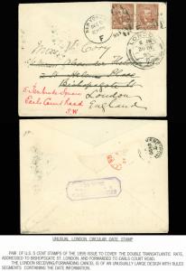 1895 Double Rate, Unusual LONDON FORWARDING CDS, BISHOPSGATE, EARLS COURT, #270!