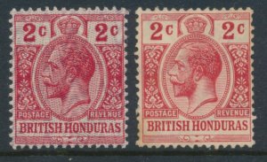 British Honduras 1913-1921 SG 102 & 112 Mint Hinged (First stamp has overprint)