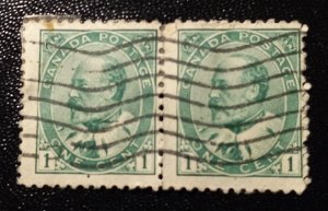 Canada 89 Pair Fine Edward VII 1c Stamp