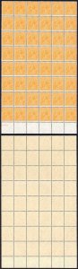 Australia SG124 1/2d Orange Wmk C of A U/M Block of 48 Cat 528 as m/m singles