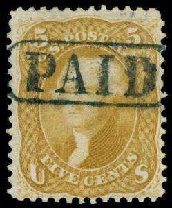 MOMEN: US STAMPS #67 USED PAID CANCEL