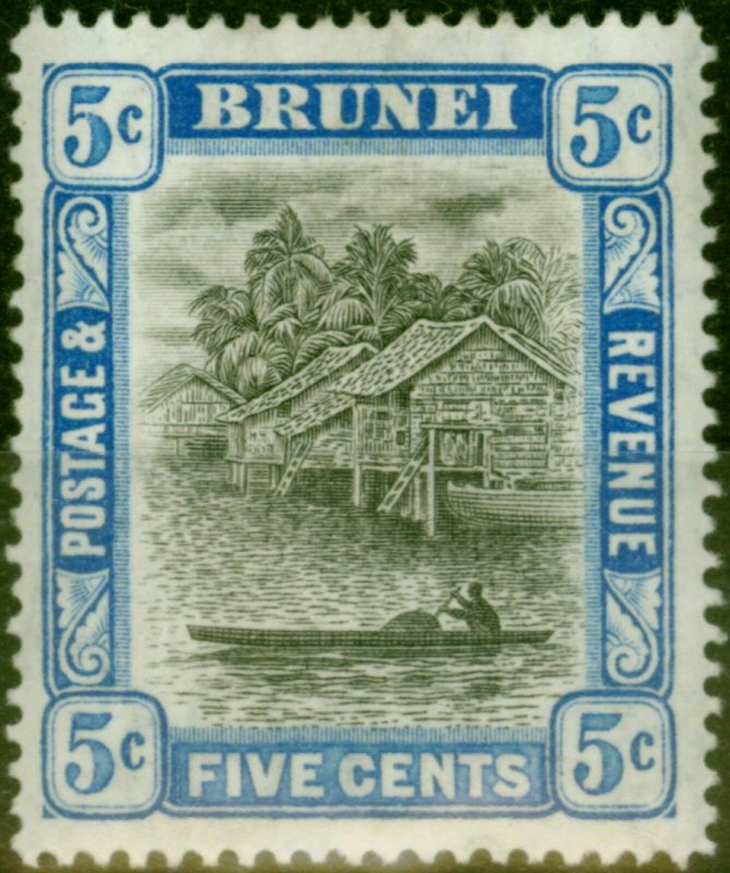 Brunei 1907 5c Grey-Black & Blue SG27 Fine Mtd Mint