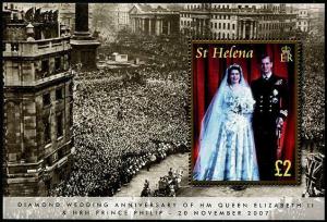 HERRICKSTAMP ST. HELENA Sc.# 921 QEII & Prince Philip Wedding S/S