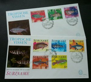 *FREE SHIP Suriname Fish 1978 (FDC pair) *see scan