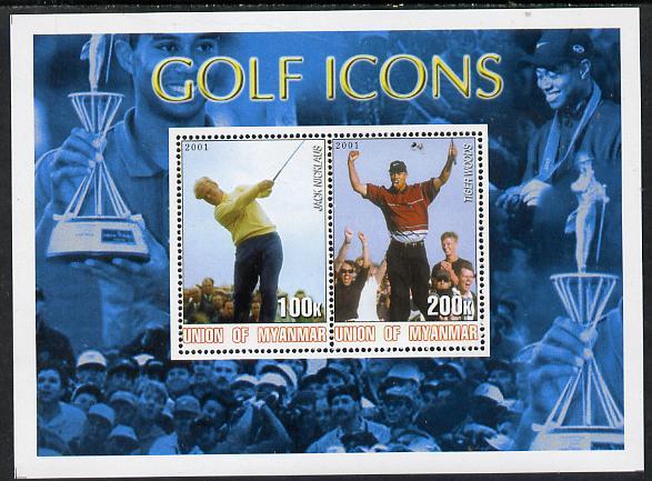 Myanmar 2001 Golf Icons (Jack Nicklaus & Tiger Woods)...