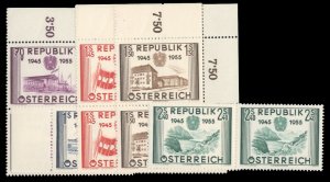 Austria #599-603 Cat$98.70, 1955 10th Anniversary of Liberation, complete set...