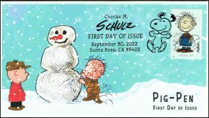 22-310, 2022 ,Charles M Schulz, Pictorial Postmark, First Day Cover, Peanuts, Pi