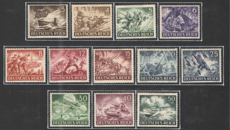 Germany Third Reich 1943 Sc# B218-B229 MH/HR VG - Hero's Memorial Day set