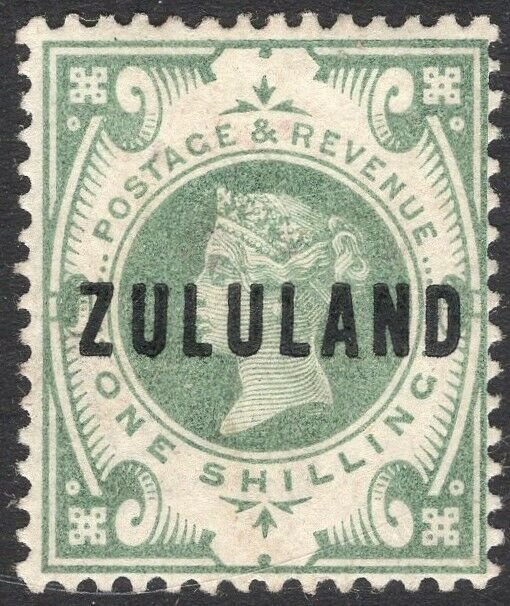 ZULULAND-1892 1/- Dull Green Sg 10 slight gum toning LIGHTLY MOUNTED MINT V50109