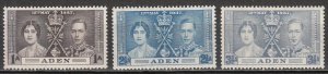 Aden - 1937 Coronation Sc# 13/15 - MLH (7734)