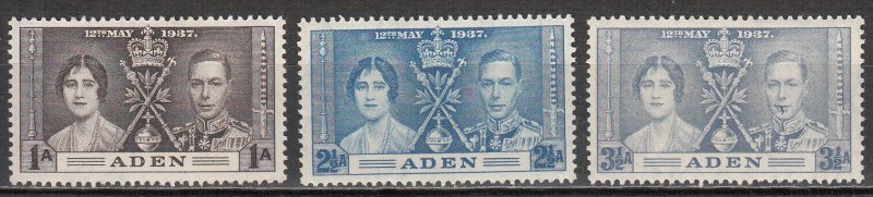 Aden - 1937 Coronation Sc# 13/15 - MLH (7734)