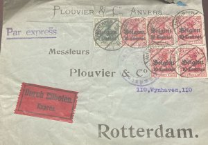 O)  GERMANY, GERMANIA,  BELGIEN 10c, SURCHARGED OVERPRINT,  EXPRESS, CIRCULATED