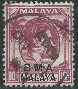 BMA Malaya - 10c purple (I) - SG8 used