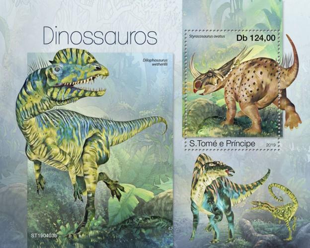 SAO TOME - 2019 - Dinosaurs - Perf Souv Sheet - MNH