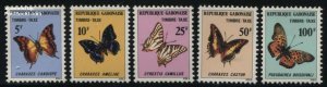 Gabon 1978, Postage due, butterflies 5v, MNH
