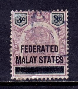 Malaya - Scott #3 - Used - Thin UL corner, paper adhesion/rev. - SCV $6.25