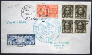 1st Flight / FDC E13 - AAMC 3N9 - Double Usage 1925 & 1927    S1523