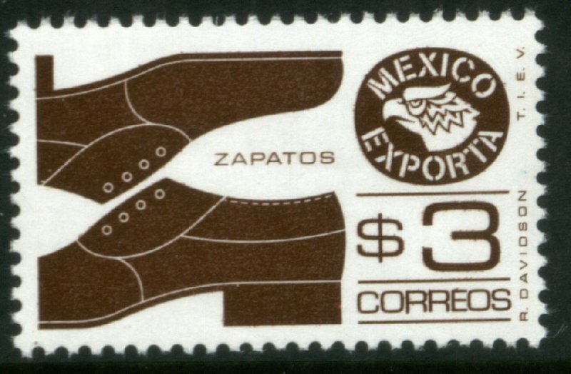 MEXICO Exporta 1118a, $3P Shoes Perf 11 1/2 Fluor Paper 6. MINT, NH. VF.