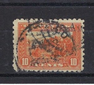 U.S. #404 USED, F-VF - 1915 PANAMA PACIFIC ISSUE 10 CENT ORANGE  PERF. 10