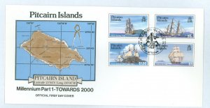 Pitcairn Islands 483-6 sailing ships set of 4 on a cacheted unaddressed FDC