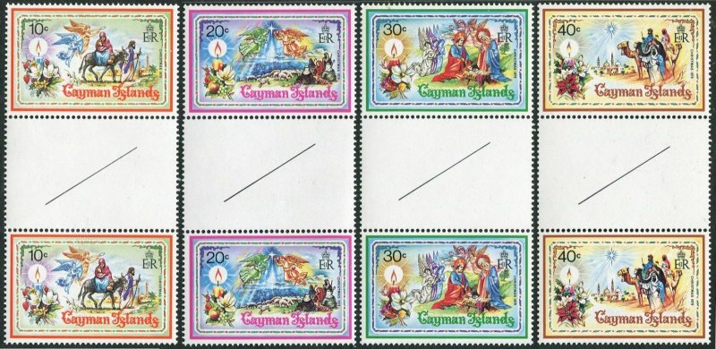 Cayman 430-433 gutter,MNH.Michel 434-447. Christmas 1979.Donkey,Camel,Flowers,