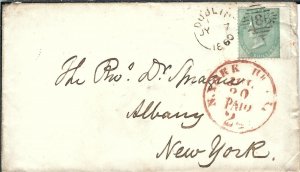 Dublin, Ireland to Albany, New York 1860 solo 1 Shilling, Sc #28 (48207)