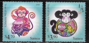 Samoa 2016 Year of Monkey Sc 1215-16 MNH A303